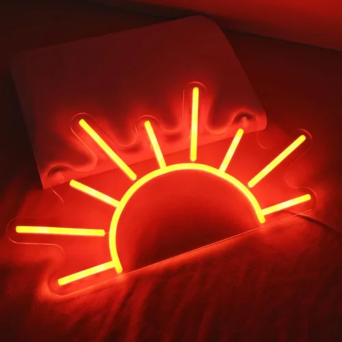 Vista 7 de Letrero de neón de amanecer naranja, lámpara LED de Attivolife para decoración de pared, ideal para el hogar, sala de estar, cafetería, tienda, bar
