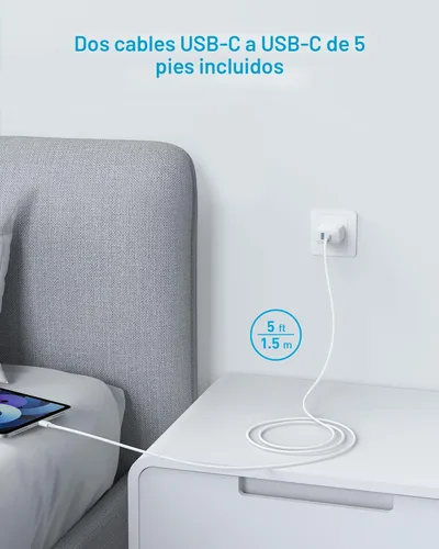 Vista 4 de Anker Cargador para iPhone 17/16, paquete de 2 bloques de cargador USB C rápido de 20 W, para iPhone 17/16/16 Pro Max/15 Series/iPad Pro y más