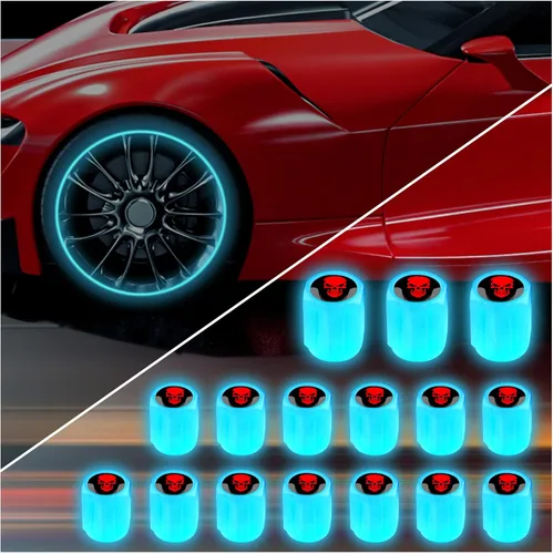 Vista 22 de 20 tapones fluorescentes para válvulas de neumáticos, tapones luminosos para válvula de aire de rueda de automóvil, accesorios de decoración