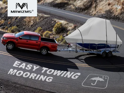 Vista 5 de MRWIZMS Funda para barco, lonas 900D para barcos de 20 a 22 pies, cubierta de consola central para barco con parte superior en T