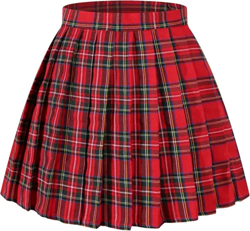 Vista 34 de Faldas plisadas a cuadros de cintura alta para mujeres y niñas, talla grande, uniforme escolar, mini disfraces de cosplay
