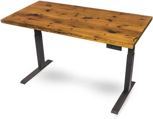 Vista 4 de Stand Up Desk Store Escritorio eléctrico de altura ajustable de madera recuperada con memoria programable