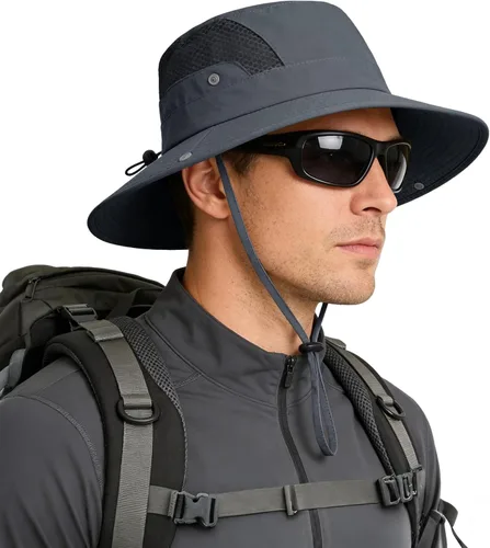Sombrero de sol para hombres y mujeres, protección UV, ala ancha, sombreros de pesca, transpirable, UPF 50+, Boonie, sombreros de pescador, playa 1
