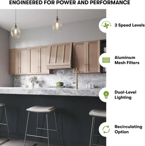 Vista 6 de Zephyr Campana extractora de 400 CFM de potencia de 3 velocidades con ventilador Tornado Mini Canopy inserto de ventilación con controles