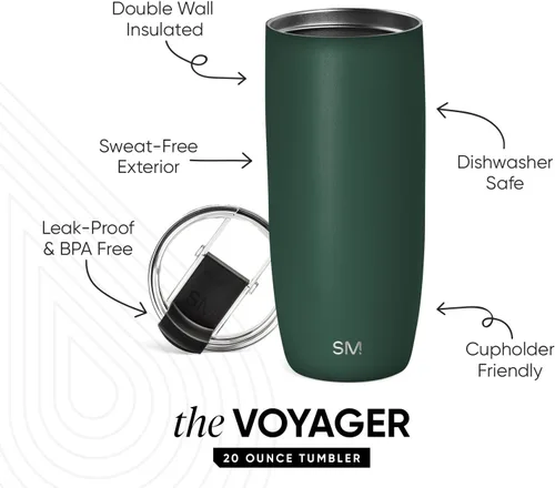 Vista 39 de Simple Modern Taza de café de viaje Tumbler con tapa abatible Reutilizable, aislada, de acero inoxidable, taza de café helado Cold Brew, termo