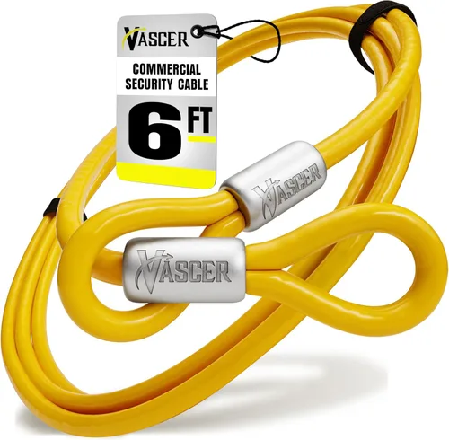 Vascer Cable de seguridad antirrobo de acero galvanizado trenzado de alta resistencia comercial con extremos en bucle. (1/2 pulgada de grosor,