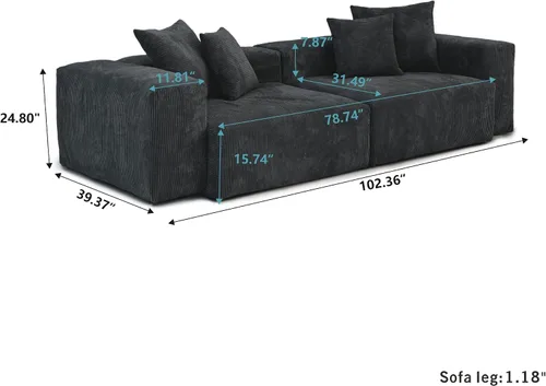 Vista 13 de JACH Sofás Seccionales de Pana para Sala de Estar, Sofá Seccional Modular con Otomanas Chaise, Fundas de Cojines Removibles, Sofá Cama Moderno