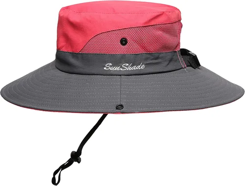 Vista 18 de Sombrero de sol para mujer de verano, sombrero de playa de ala ancha, protección UV al aire libre, plegable, malla fresca, diseño para cola