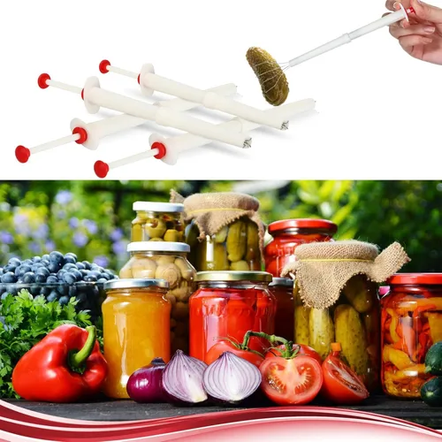 Vista 4 de Pickle Pickle Pickle, 4 piezas de herramienta de agarre de pepinillos, tenedor para cocina, alimentos, pimienta, oliva, garras de acero inoxidable