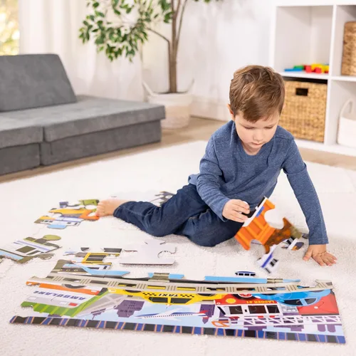 Vista 2 de Melissa & Doug Traffic Jam Rompecabezas jumbo (24 piezas, 2 x 3 pies de largo)