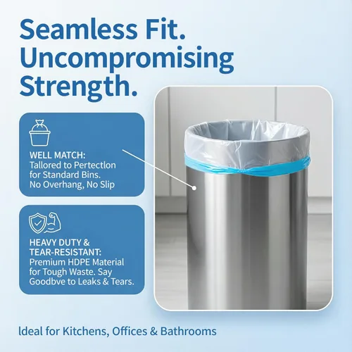 Vista 5 de Bolsas de basura de 2 galones con cordón de 0.96 mil - 120 unidades Bolsas de basura pequeñas sin aroma, blancas Forros mini para botes de basura