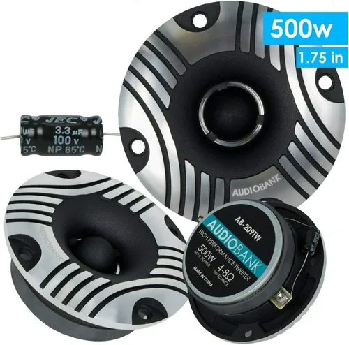 2 tweeters Audiobank AB-209TW Super Bullet High Car Pro Home Audio Tweeters de 3.8 pulgadas, 500 W, manejo de potencia máxima, 2 pares con respuesta