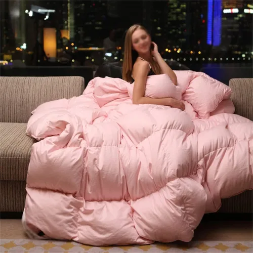 Vista 2 de QDLZLG - Relleno de edredón de plumón de ganso tamaño Queen King, manta de algodón con carcasa de edredón de ganso de invierno