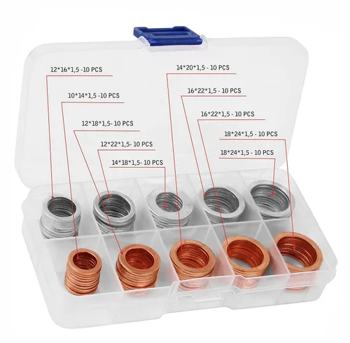 Vista 19 de 12 piezas de kit de junta de servicio con arandelas de estrangulamiento para tapón de drenaje de caja de transferencia y diferencial – Reemplazo