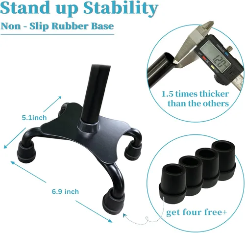 Vista 7 de AOHHL Bastón plegable y ajustable para hombres y mujeres y personas mayores, ligero y resistente con base de 4 puntas para mayor equilibrio