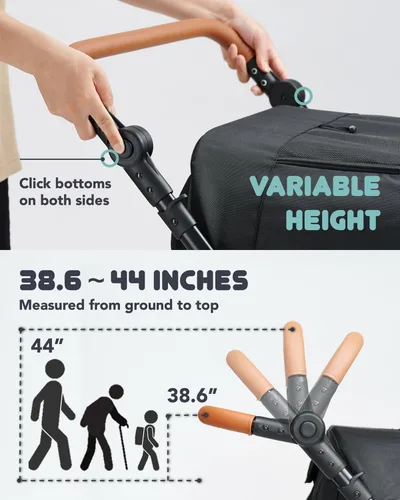 Vista 4 de Zoosky Cochecito para mascotas para perros grandes de hasta 110 libras, cochecito grande para mascotas múltiples mascotas, todo terreno con mango