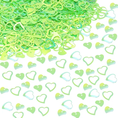 Vista 15 de ONLYKXY 1200 piezas de confeti en forma de corazón, decoración de mesa de boda, confeti con purpurina para fiesta de boda (azul)