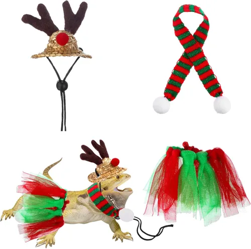 3 piezas de sombrero de Papá Noel de dragón barbudo de Navidad con bufanda, sombrero de Navidad ajustable colorido ropa de Navidad, accesorio de