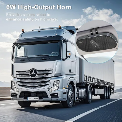 Vista 7 de Altavoz Bluetooth para coche manos libres: Altavoz Bluetooth de 6 W para teléfono celular - Kit de coche manos libres inalámbrico Soporte Siri