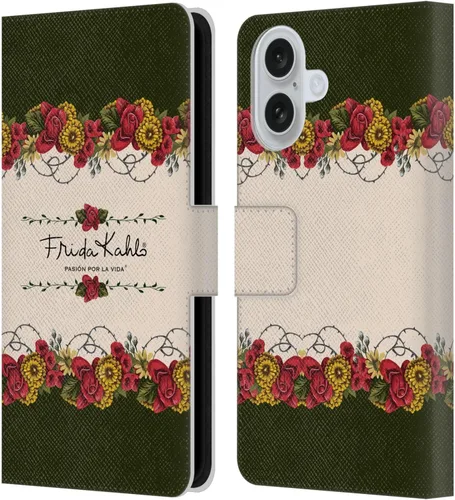 Vista 39 de Head Case Designs Funda con licencia oficial de Frida Kahlo Portrait Red Florals - Funda de piel tipo cartera compatible con Apple iPhone 14 Pro