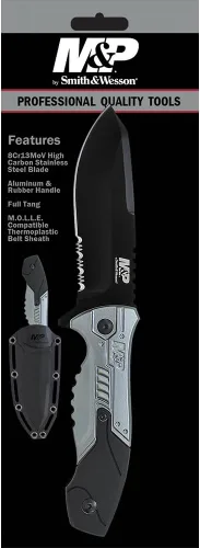 Vista 4 de Smith & Wesson M&P SWMPF2BS - Cuchillo de hoja fija de espiga completa de 8.7 pulgadas con hoja dentada de 4.1 pulgadas y mango de aluminio