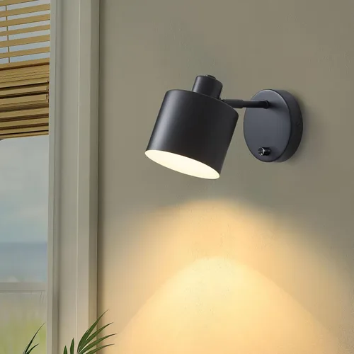 Vista 9 de LIGHTESS Aplique de pared con interruptor, apliques de pared de granja con atenuador de encendido y apagado, luces de pared industriales negras