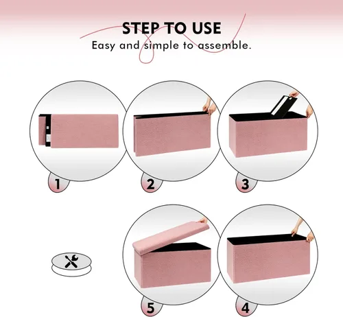 Vista 147 de PINPLUS Otomanas otomanas de almacenamiento con forma cuadrada con reposapiés de almacenamiento para sala de estar, asiento otomano Boucle para Gris