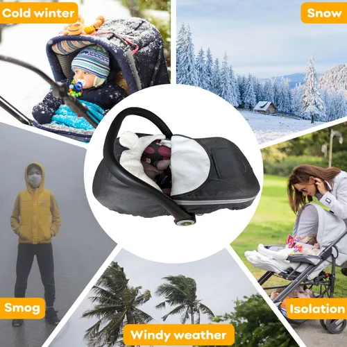 Vista 6 de Funda para asiento de automóvil, funda de asiento de automóvil para bebé, cubierta universal para asiento de automóvil para invierno, otoño, Negro