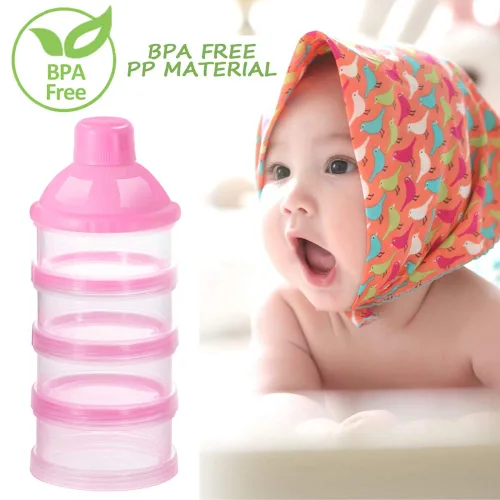 Vista 6 de Accmor Dispensador de fórmula sobre la marcha, contenedor apilable de fórmula de 4 compartimentos para viajes, contenedor de leche en polvo