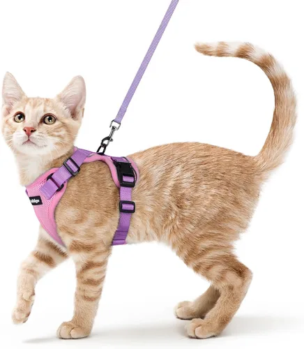 Vista 10 de rabbitgoo Arnés y correa para caminar, a prueba de escapes, chaleco suave y ajustable para gatos, fácil de controlar, transpirable, tiras