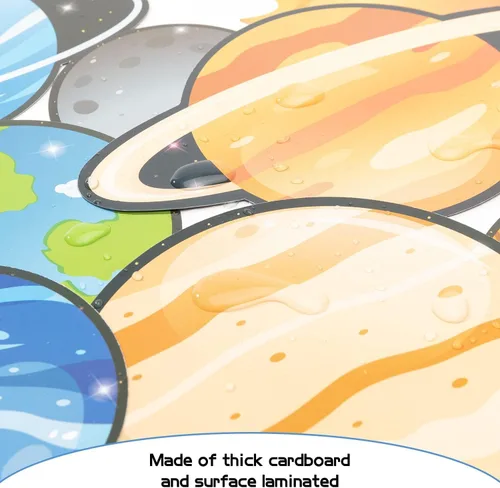 Vista 3 de BeYumi 45 calcomanías de pared con diseño de galaxia de 9 planetas, material educativo, calcomanías de pared extraíbles, decoración del espacio