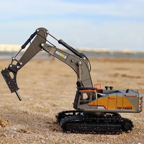Vista 3 de Gemini&Genius Juguete de excavadora de taladro para niños, juguete de construcción de martillo de impacto a escala 150, taladro con orugas