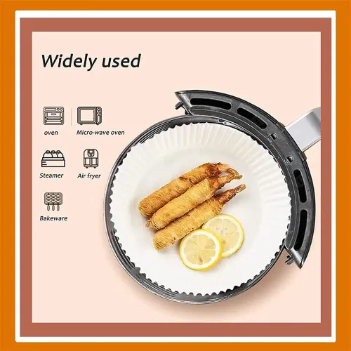 Vista 7 de 100 forros de papel desechables para freidora de aire, forros de papel pergamino antiadherentes desechables, forros para freidora de aire