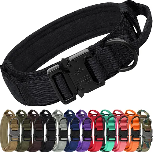 Vista 12 de Joytale Collar táctico para perro con asa, collar militar ajustable y resistente con 2 parches para entrenamiento, adecuado para perros medianos