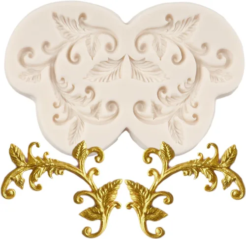 Vista 14 de Molde de fondant barroco Curlicues Scroll Lace Border Molde de silicona para decoración de pasteles Chocolate Cupcake Topper Candy Sugar Craft
