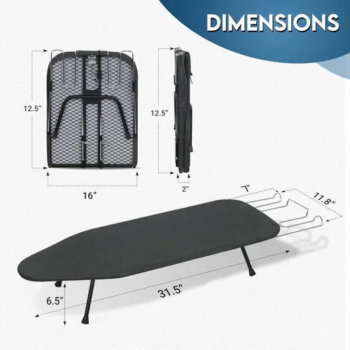 Vista 2 de LOFTEY Tabla de planchar pequeña de mesa, tabla de planchar compacta plegable con soporte de plancha, mini tablas de planchar portátiles