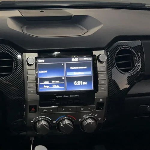 Vista 6 de MICROCK Cubierta de salida de ventilación de aire con control de consola central para Toyota Tundra, doble cabina 2014-2021, fibra de carbono ABS