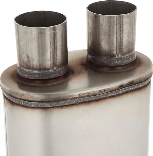 Vista 4 de MagnaFlow 14210 - Silenciador de escape Performance 14210: entrada/salida de 2.5"/2.5", ovalado, 5x8x14", acero inoxidable, acabado cepillado