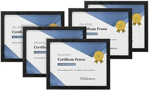MELANNCO Marco para certificado, cada marco muestra un documento, certificado o diploma de 8.5 x 11 pulgadas, 12 x 0.6 x 9.6 pulgadas, juego de 5,