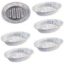 Vista 2 de 2 bandejas desechables de aluminio para pavo, contenedor de aluminio extra grande y resistente, forma ovalada para carne, pollo, asados, costillas