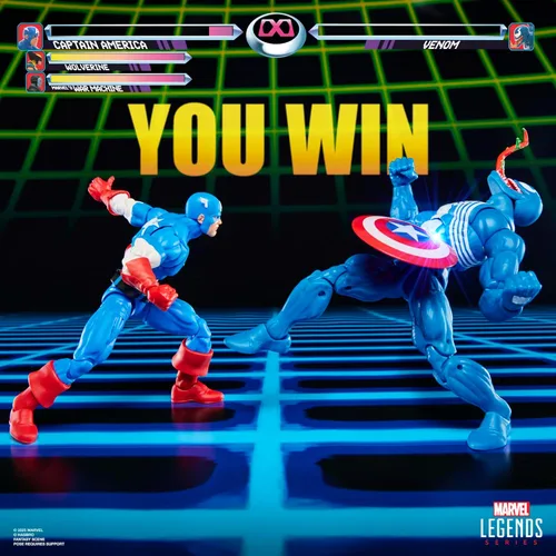 Vista 7 de Marvel Legends Series Gamerverse Capitán América vs Venom, figuras de acción coleccionables inspiradas en videojuegos retro de 6 pulgadas