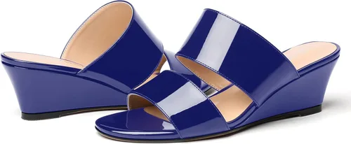 Vista 6 de WAYDERNS Sandalias de cuña de tacón bajo de dos piezas para mujer con punta abierta y puntera abierta, de 2 pulgadas