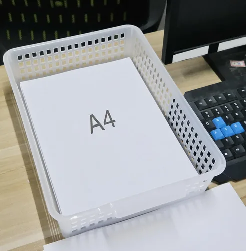 Vista 5 de Paquete de 6 cestas de almacenamiento de papel A4, bandejas de archivo, bandeja de almacenamiento de plástico transparente