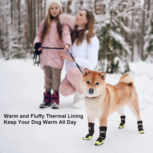 Vista 2 de Zapatos para perros grandes, botas para perros medianos y protectores de patas para el día de invierno, pavimento caliente de verano, impermeable