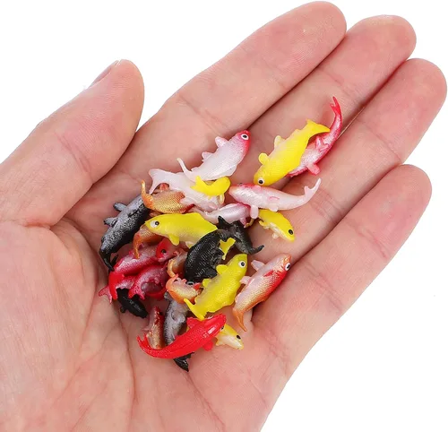 Vista 3 de 30 piezas de peces pequeños, pequeños peces de plástico, mini decoración de peces Koi, pequeñas figuras de peces Koi para jardín de hadas, proyectos