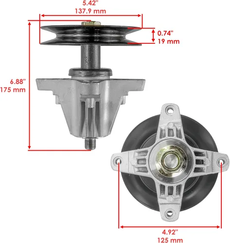 Vista 2 de Caltric Conjunto de 2 husillos de 54 pulgadas para cubierta compatible con Cub Cadet RZT-S54 RZTS54 2014 2015 2016 2017
