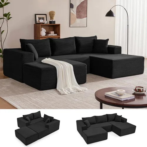 Vista 33 de Mangodan - Sofá seccional en forma de nube, sofá sin huesos para sala de estar, sofá seccional modular con asiento profundo, sofá esponjoso y cómodo