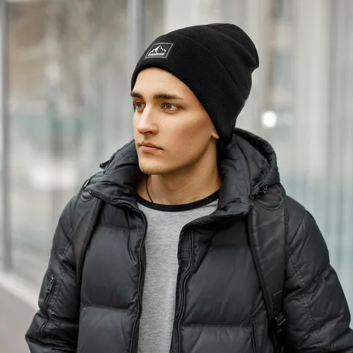 Vista 5 de DOCVIT Gorro de punto con puños cálidos de invierno, unisex, gorro de punto de calavera, sombrero de esquí de moda para hombres y mujeres