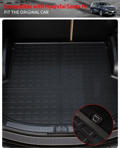 Vista 5 de Tapete de carga compatible con Hyundai Santa Fe 5 asientos 2021-2023, tapete de carga para maletero, TPE para todo tipo de clima, accesorios