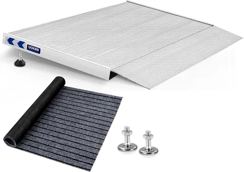 Rampa de umbral para sillas de ruedas, altura de 1.6-4.7 pulgadas y plataforma de aluminio de 24 x 36 pulgadas, rampas para umbral de puerta con un
